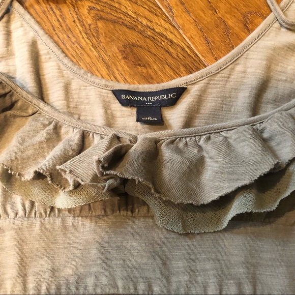 Banana Republic olive green cotton dress with ruffle - Picture 10 of 10